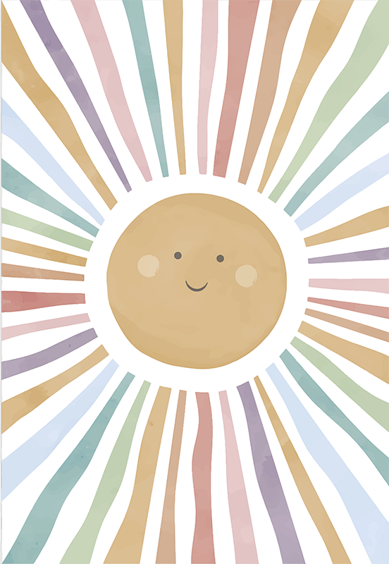 Nursery poster with cheerful sun design - TenStickers