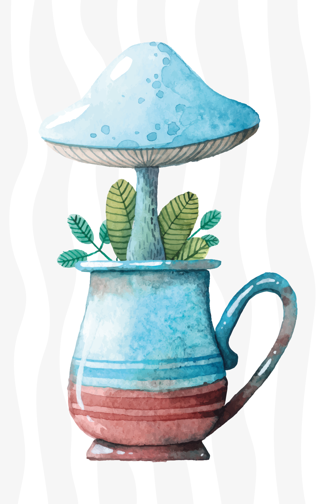 Kitchen poster featuring cute mushroom design in cup - TenStickers