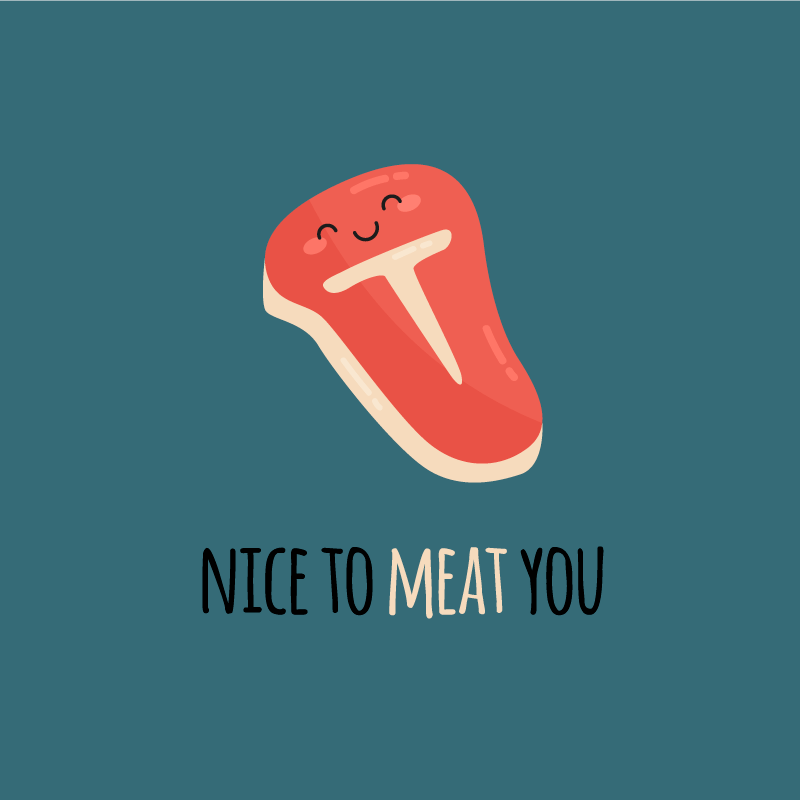 Kitchen poster nice to meat you food humor quotes - TenStickers