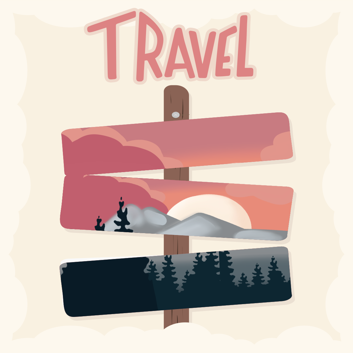 Living room poster of travel road signs illustration - TenStickers