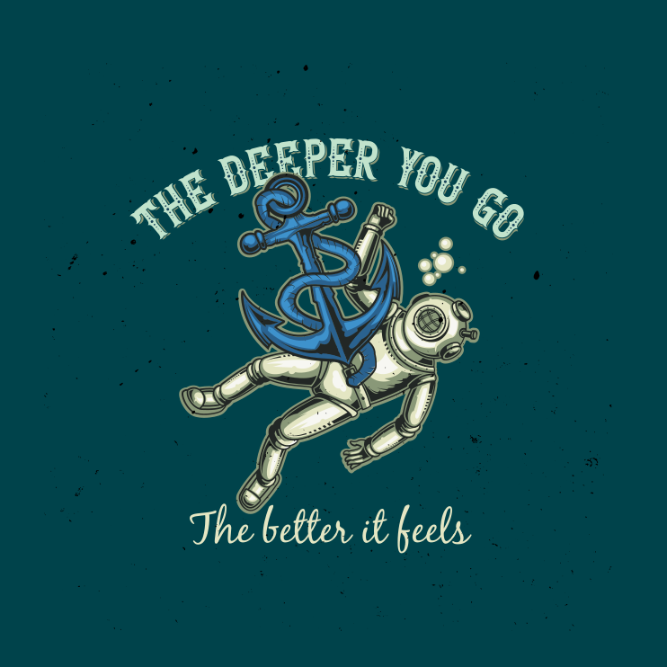 Living room poster quote the deeper you go - TenStickers