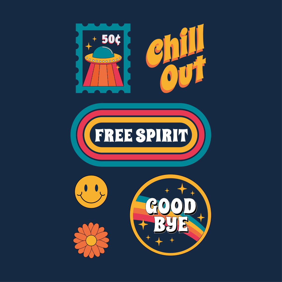 70's fun and chill living room poster - TenStickers