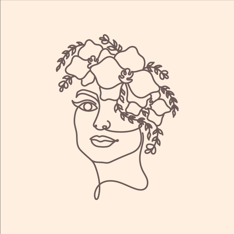 Living room poster silhouette minimalist floral woman - TenStickers