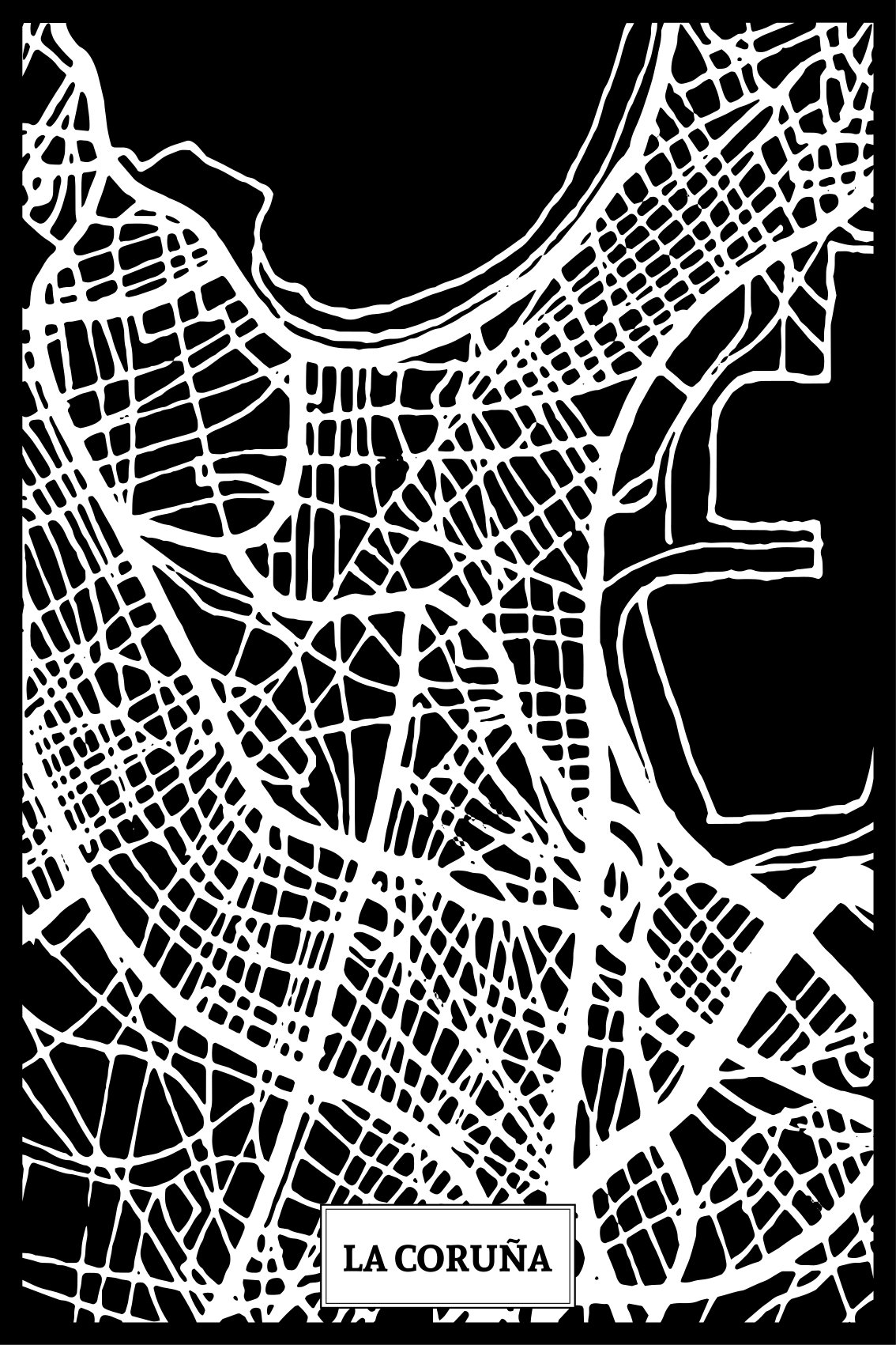 Living room poster topographic map of coruña - TenStickers