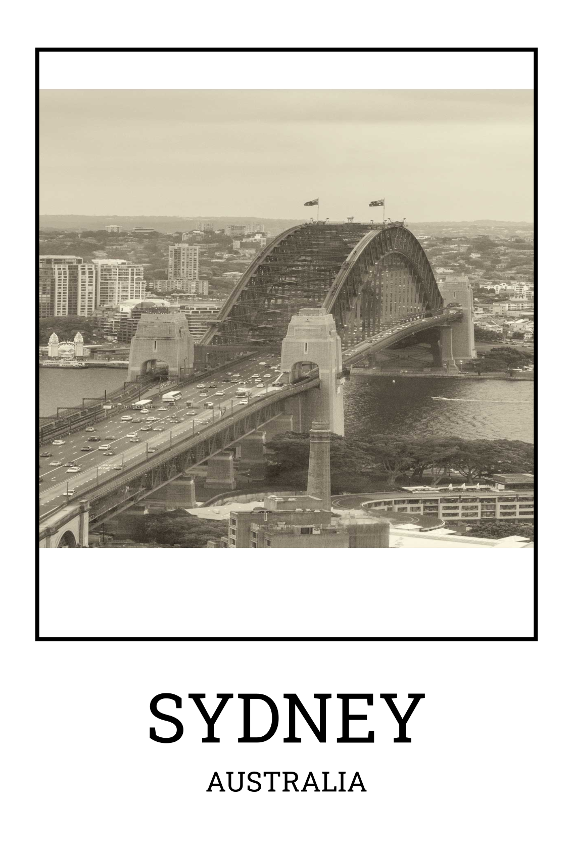 Living room poster sydney black and white - TenStickers