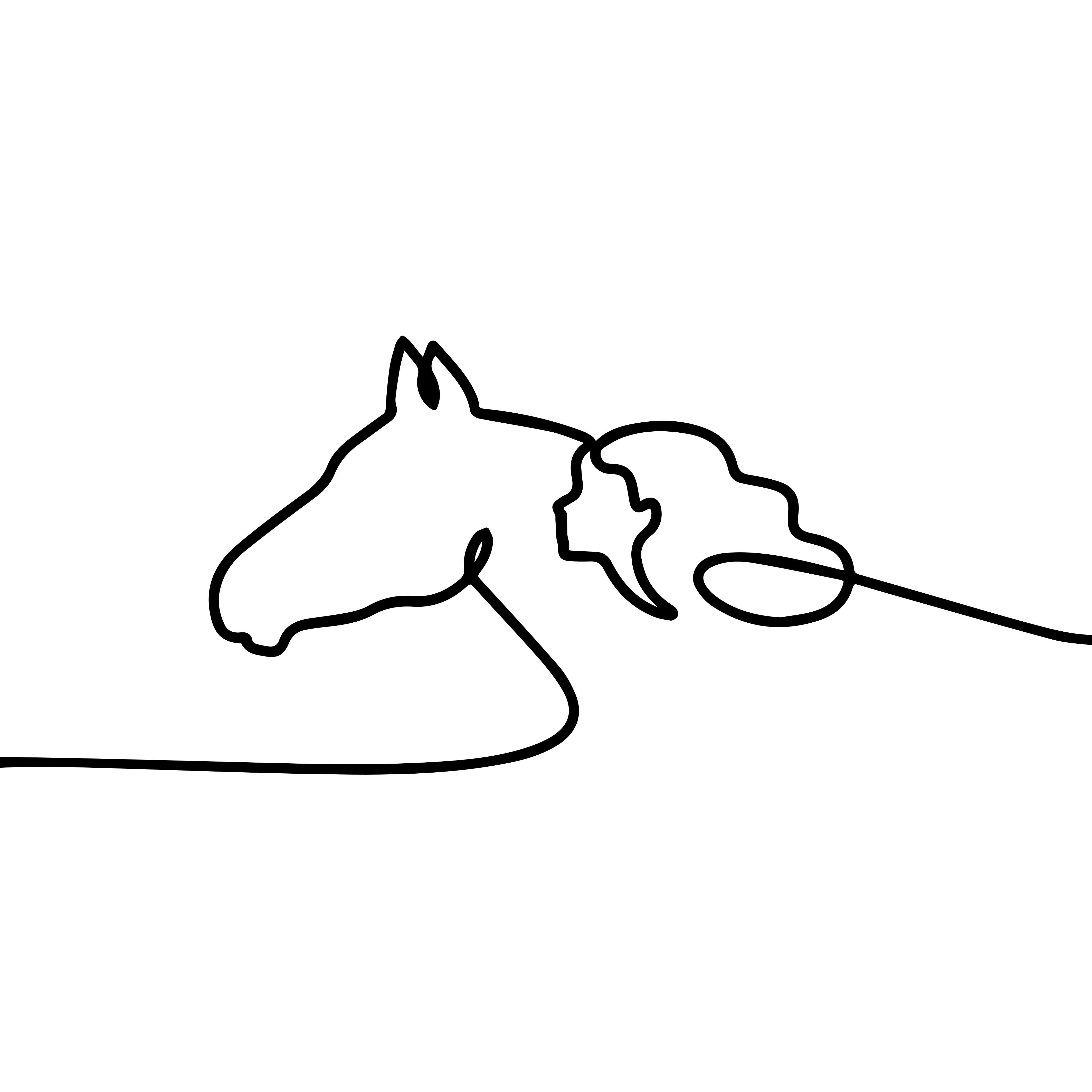 Living room poster woman with horses line art - TenStickers