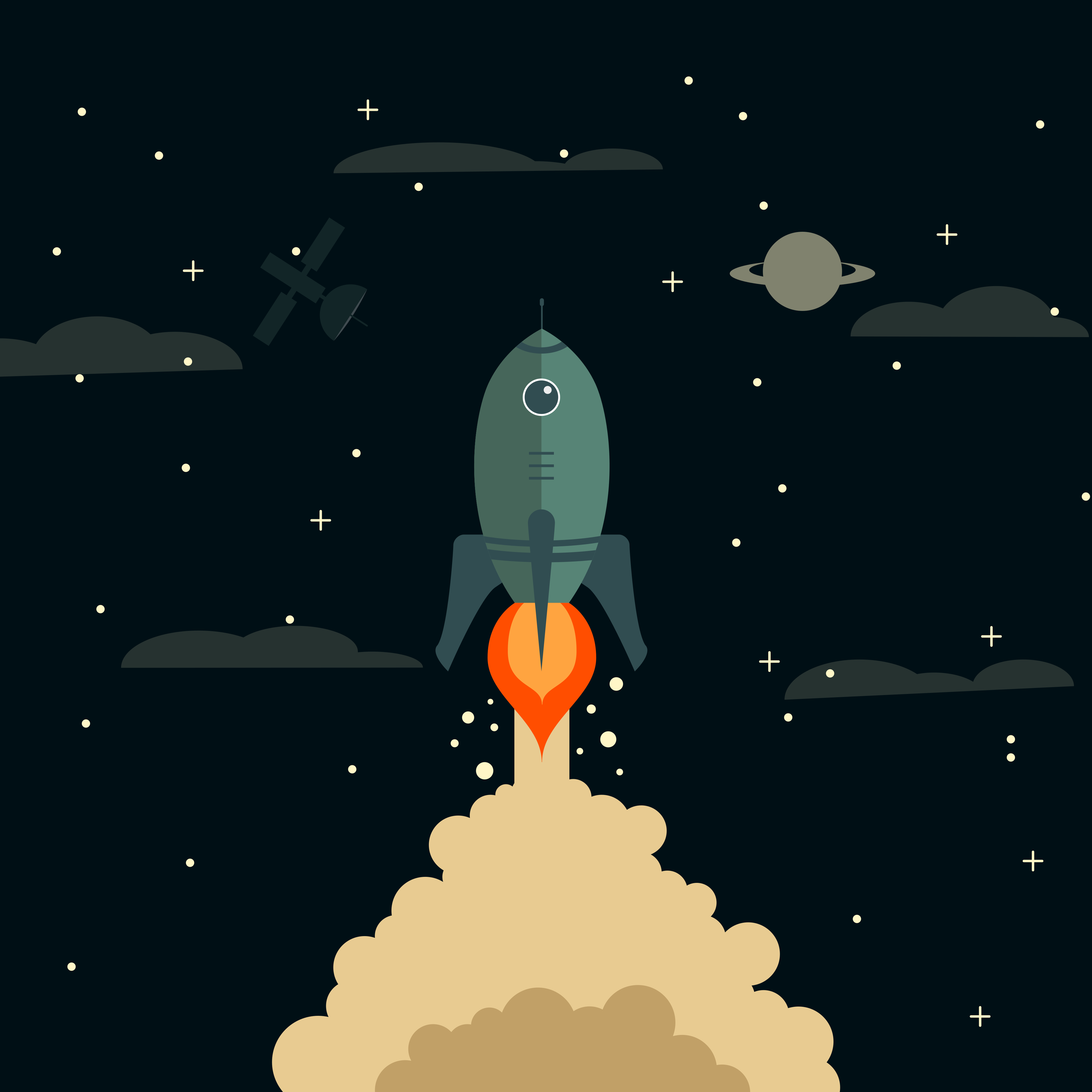 Nursery poster of a cartoon rocket launching to space - TenStickers