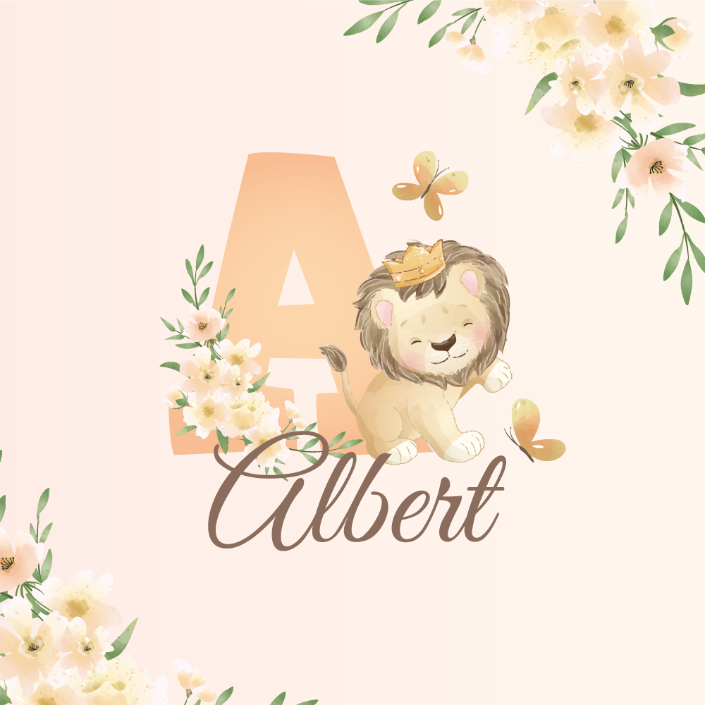 Nursery poster cute lioness with name - TenStickers