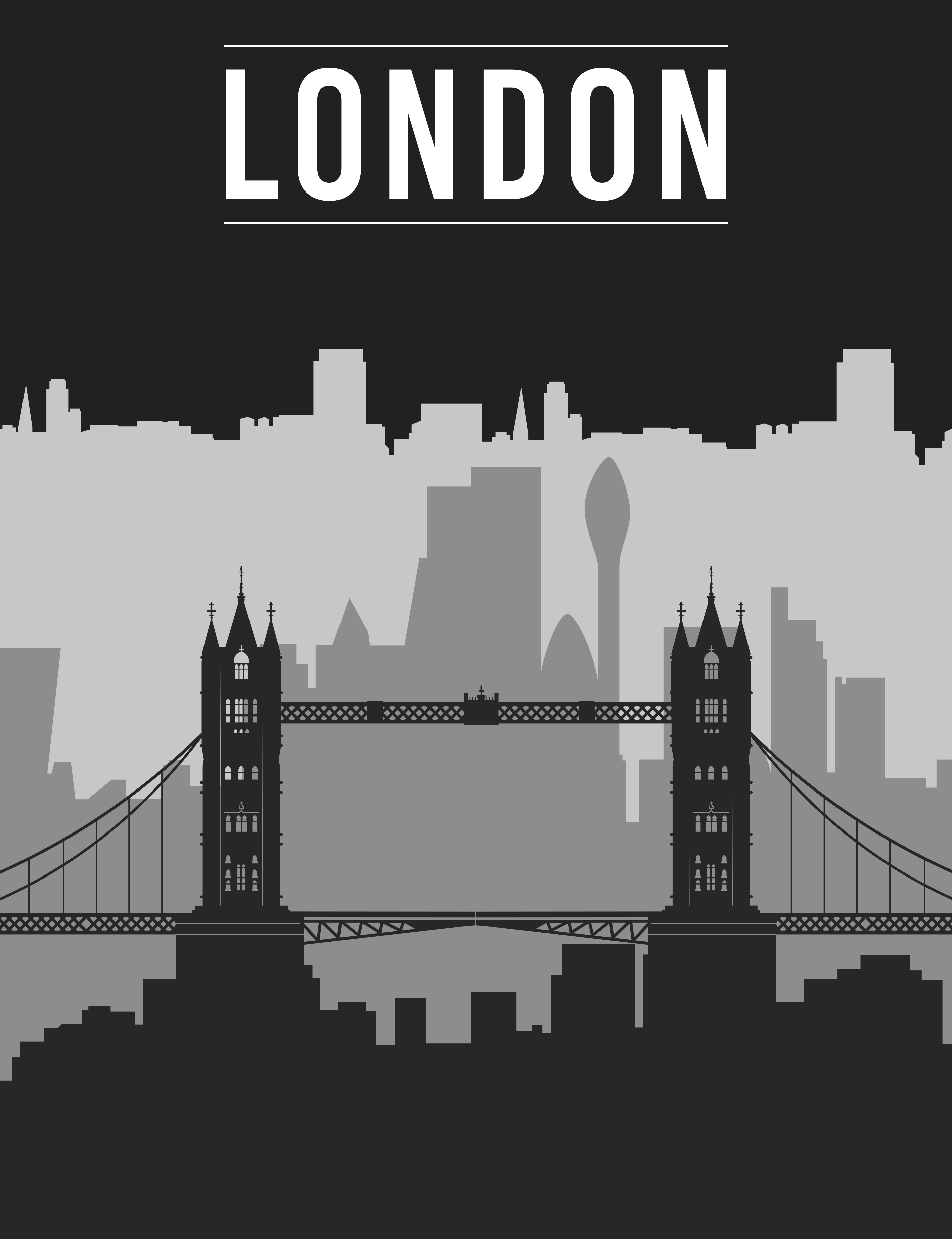 Quote poster of black and gray london skyline - TenStickers