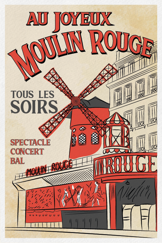 City poster of the red mill - TenStickers