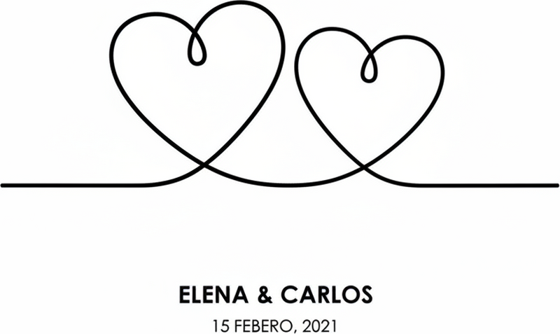 Customisable poster single line heart - TenStickers