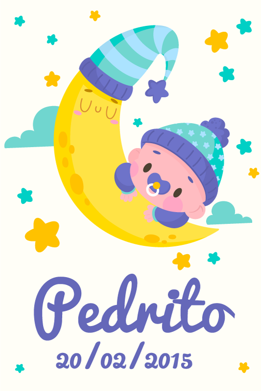 Customisable poster of sleeping baby moon - TenStickers