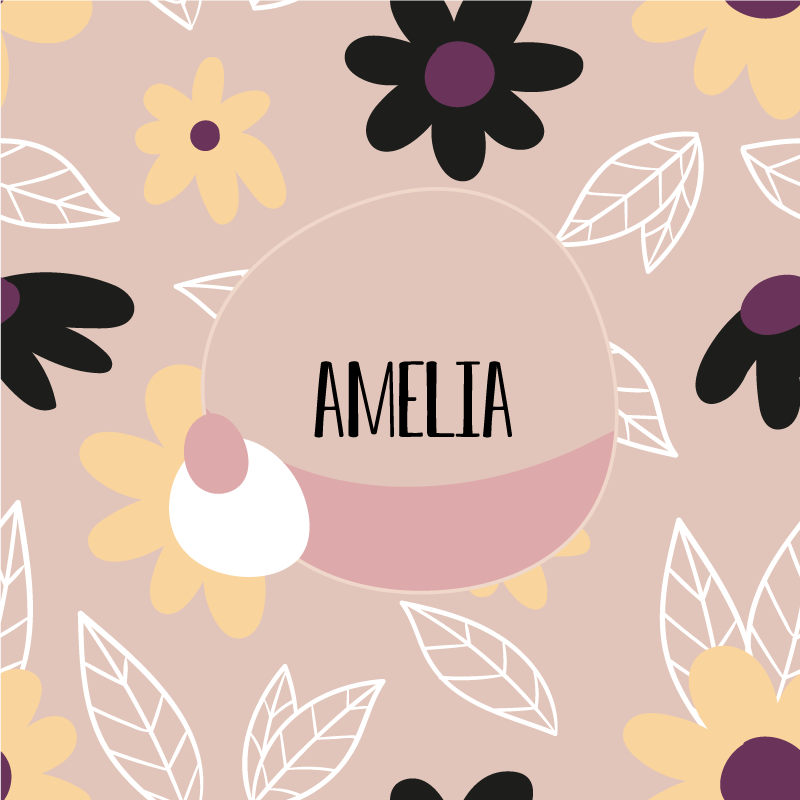 Customisable poster floral name design - TenStickers
