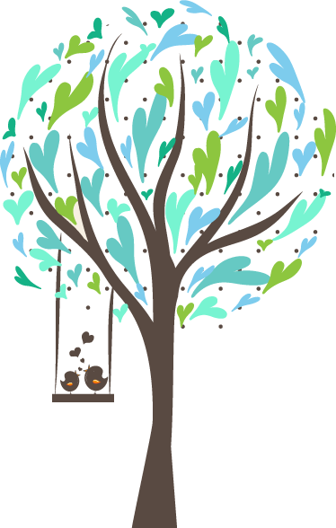 Tree poster with swinging birds for kids - TenStickers