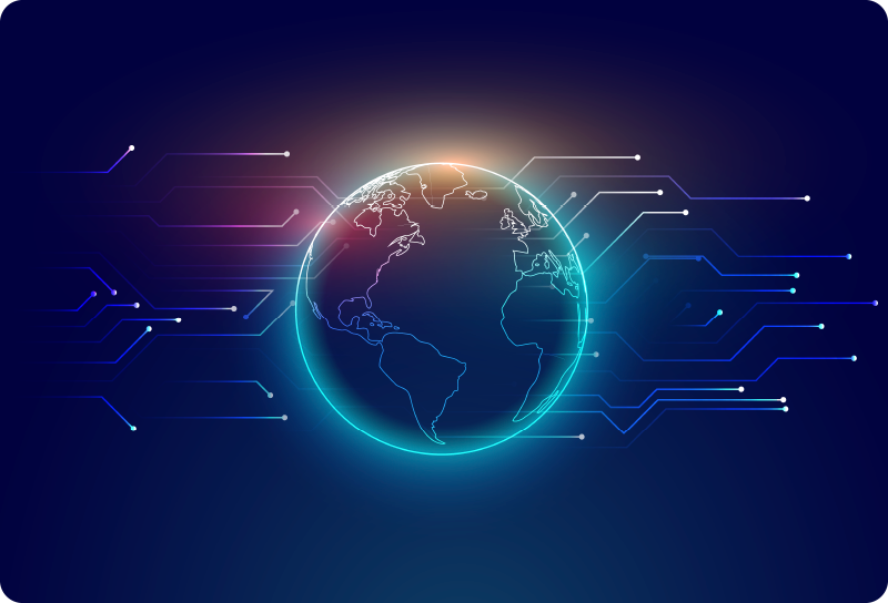 Map poster geometric telecommunication world map - TenStickers