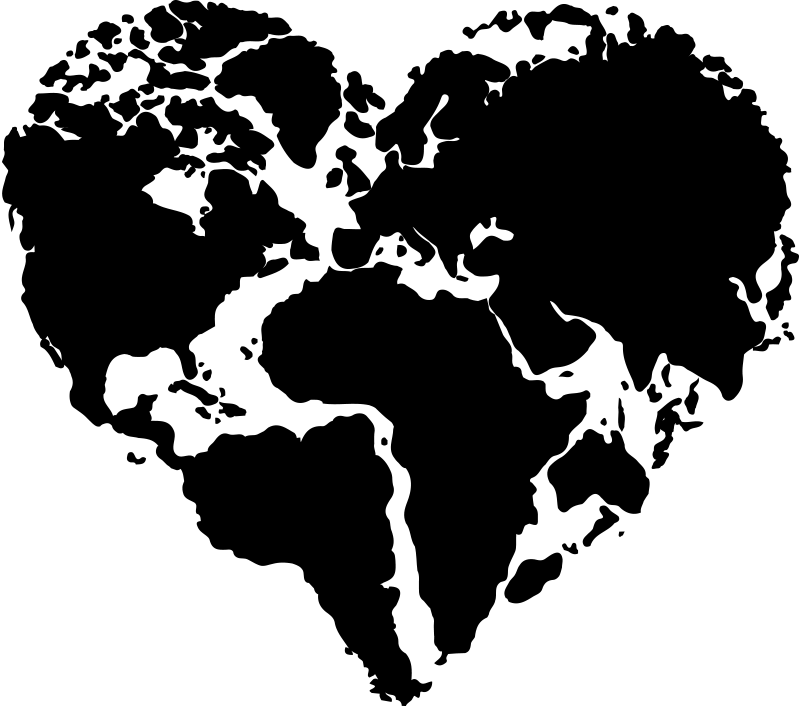 Map poster in the shape of a heart world map - TenStickers
