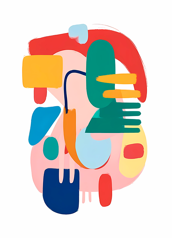 Abstract poster with vibrant geometric forms - TenStickers