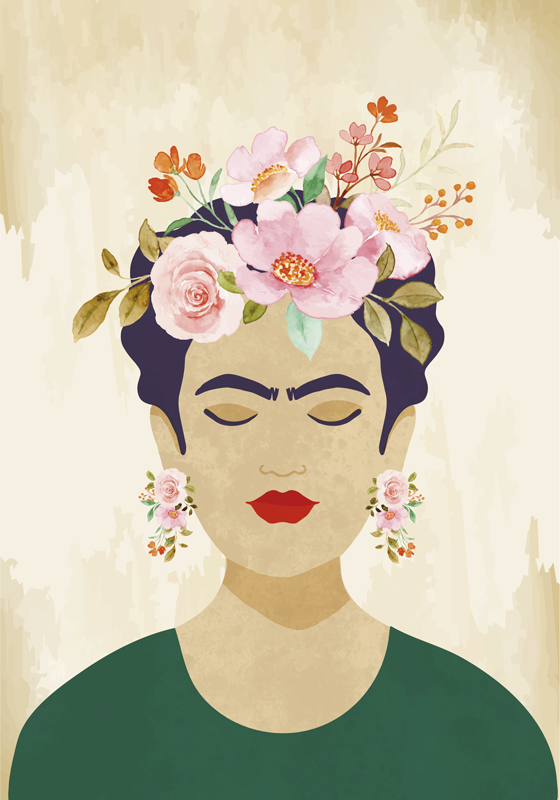Flower poster woman with flowers art print - TenStickers