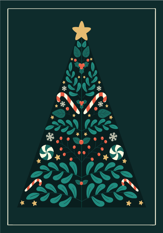 Christmas poster with christmas tree design - TenStickers