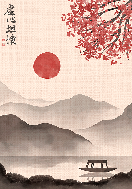 Zen poster japandi style serenity artwork - TenStickers