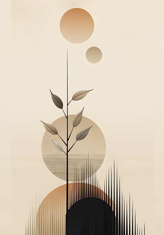 abstract boho plant minimalist poster - TenStickers