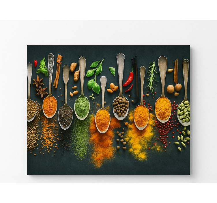 Spices on spoons kitchen prints - TenStickers