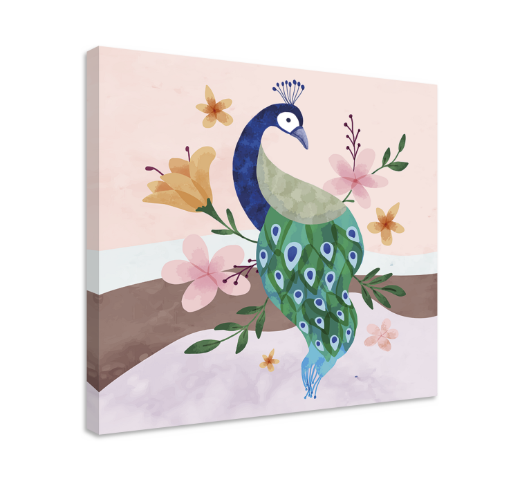 Peacock Blossom bird canvas wall art - TenStickers