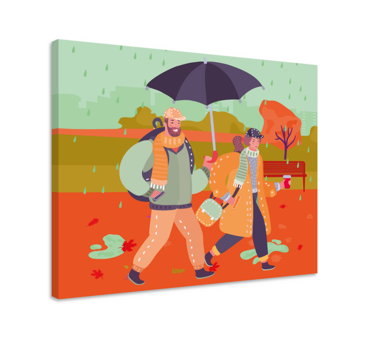 People canvas couple strolling together - TenStickers