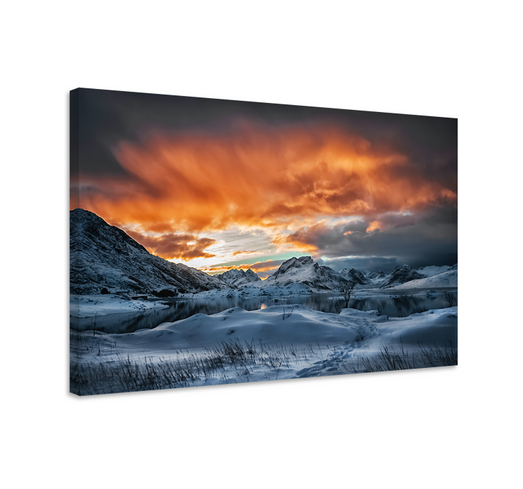 Mountains snow sun landscape canvas - TenStickers
