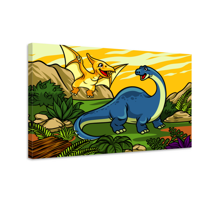 Kids dinosaur with landscape canvas art - TenStickers