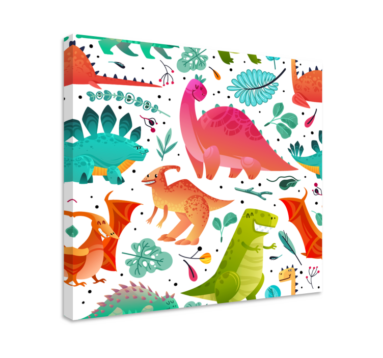 Dinosaur canvas wall art colorful dinosaur journey - TenStickers