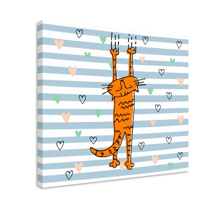 Cat wall art playful orange cat - TenStickers