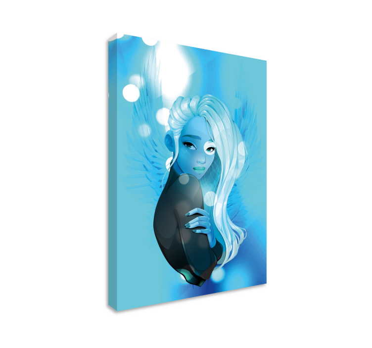 People canvas blue haired figure - TenStickers