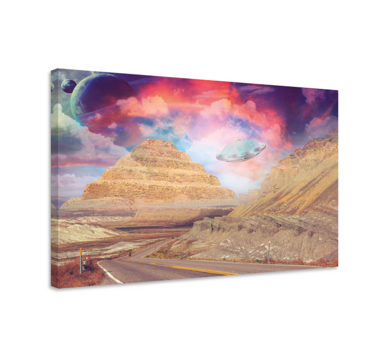 Ornamental canvas print mysterious mountain landscape - TenStickers