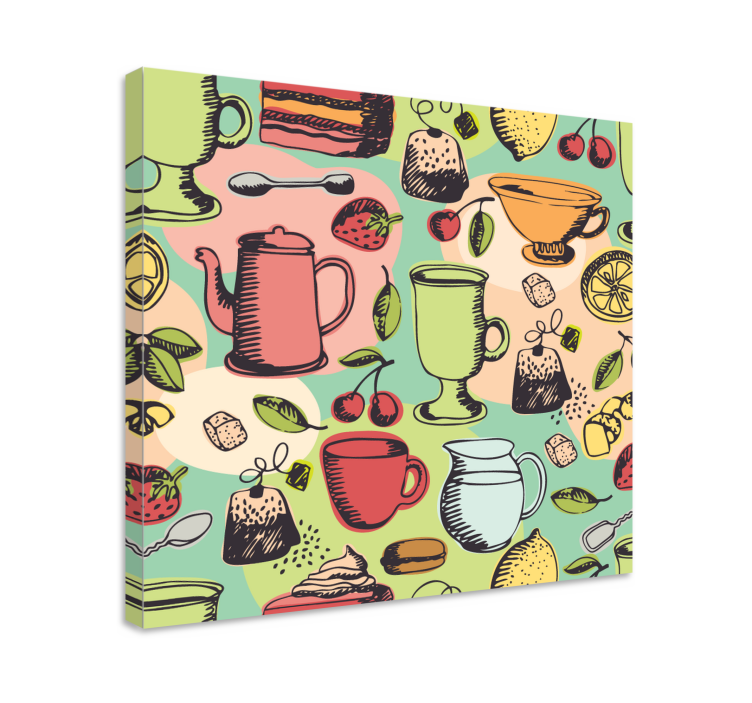 Fruit canvas wall art colorful kitchen utensils - TenStickers