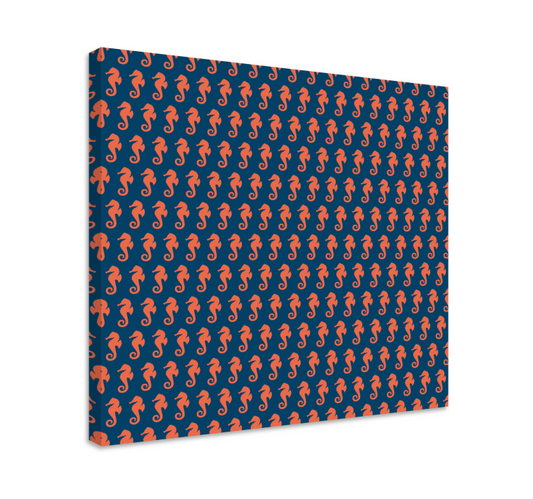 Orange sea horse pattern  sea life canvas prints - TenStickers