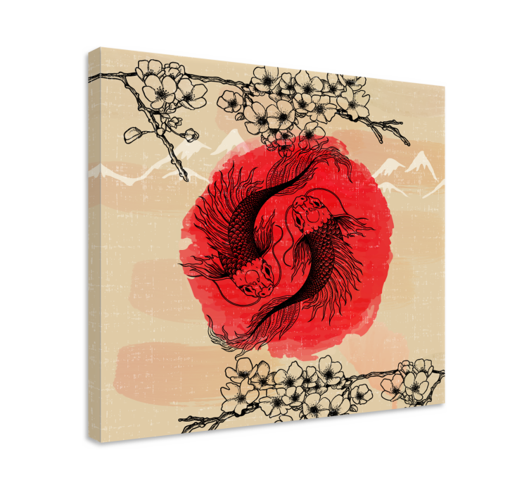 Ying Yang fishes fish canvas - TenStickers