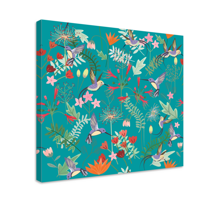 Hummingbird pattern bird canvas art - TenStickers