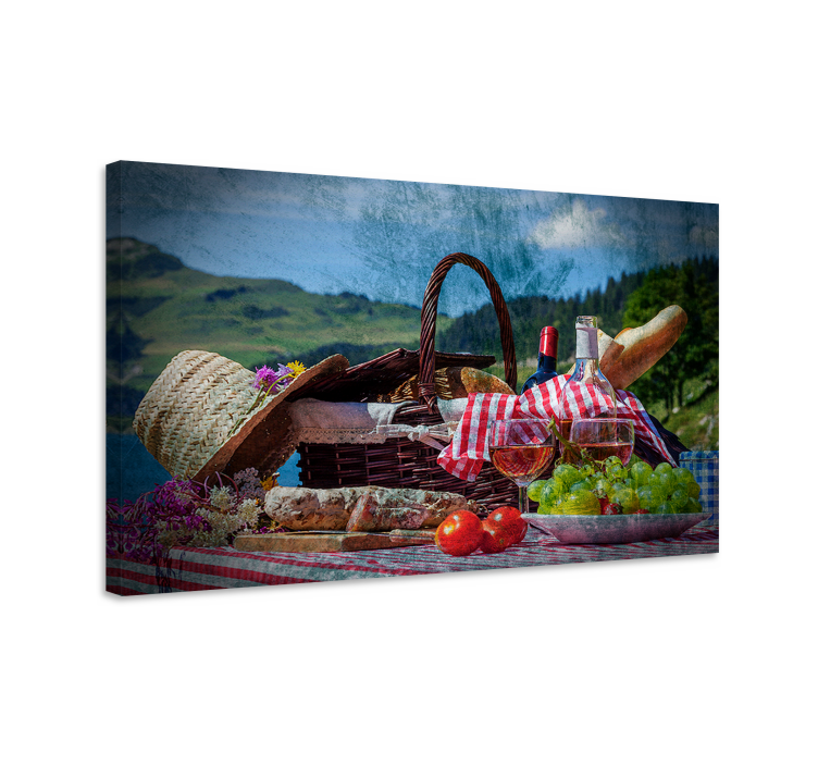 Landscape canvas picnic basket artwork - TenStickers