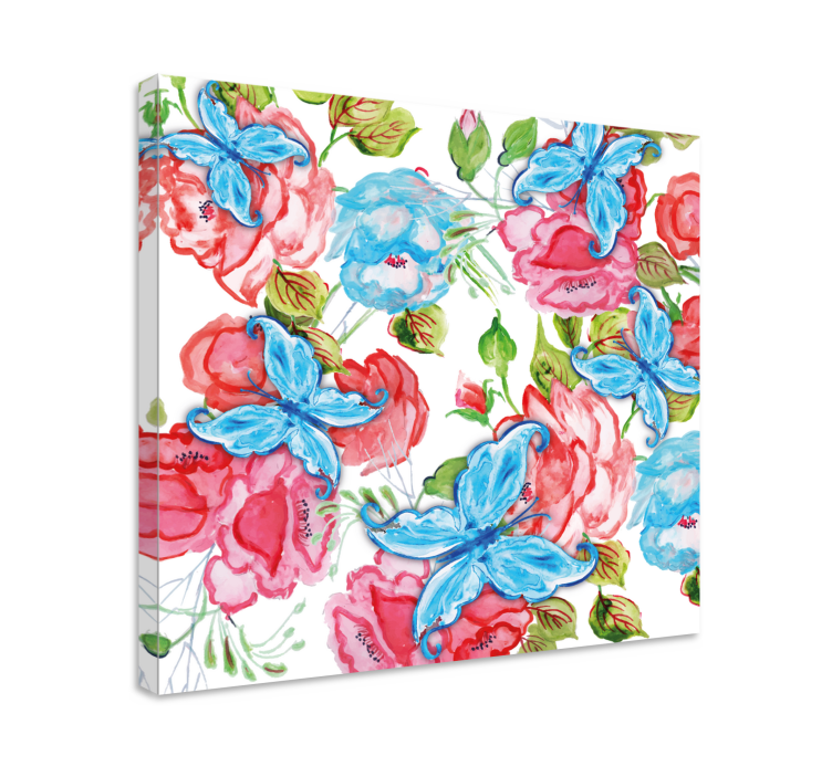 Flowers canvas floral arrangement with butterflies - TenStickers