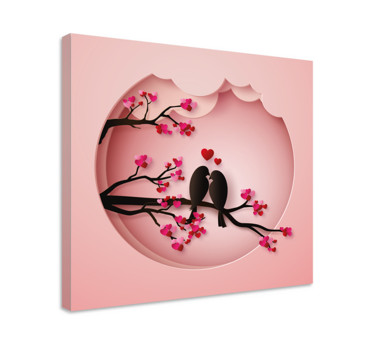 modern birds kissing  bird canvas art - TenStickers
