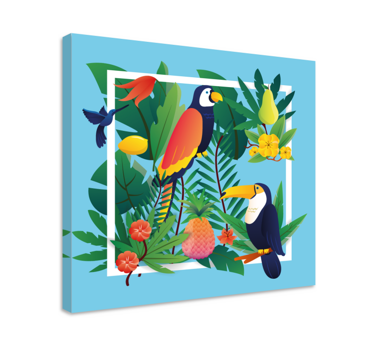 Animal canvas wall art tropical parrots encounter - TenStickers