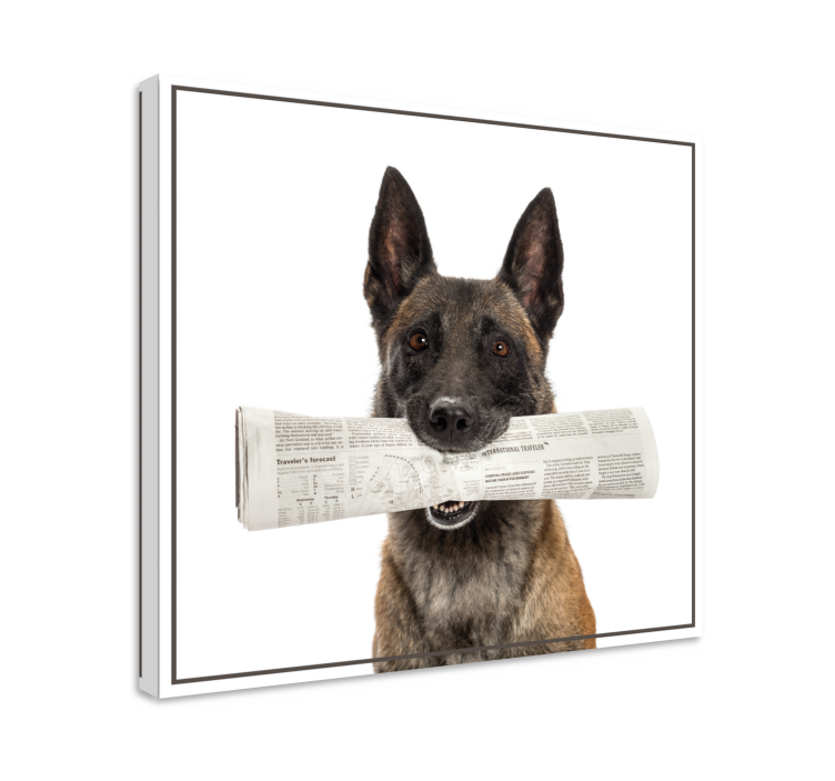 Dog wall art dog carrying newspaper - TenStickers