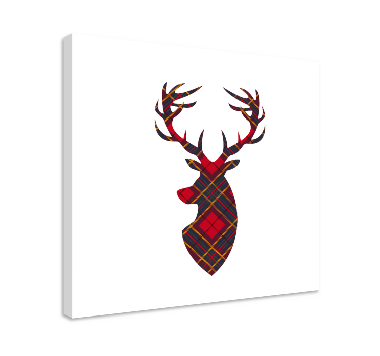 Modern Tartan Stag canvas - TenStickers
