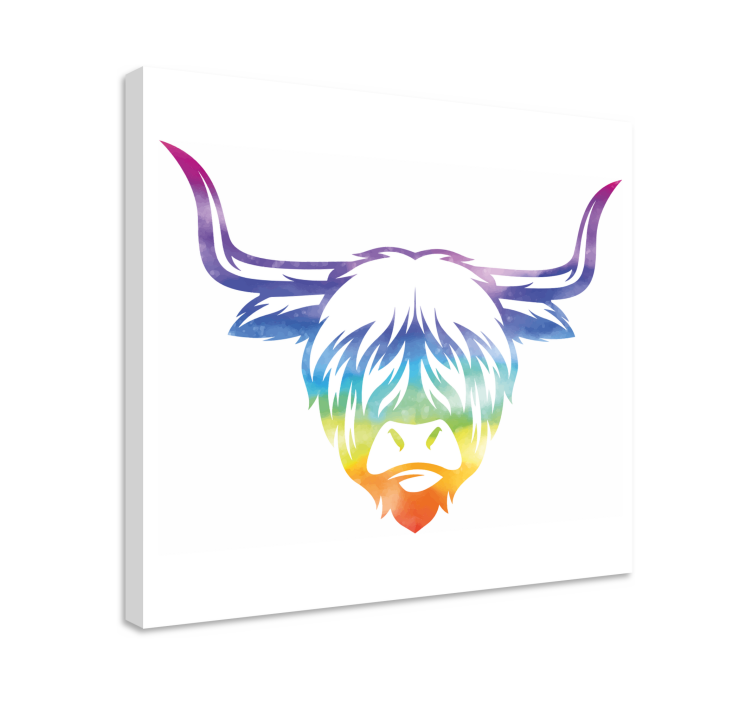 Rainbow highland cow animal canvas prints - TenStickers