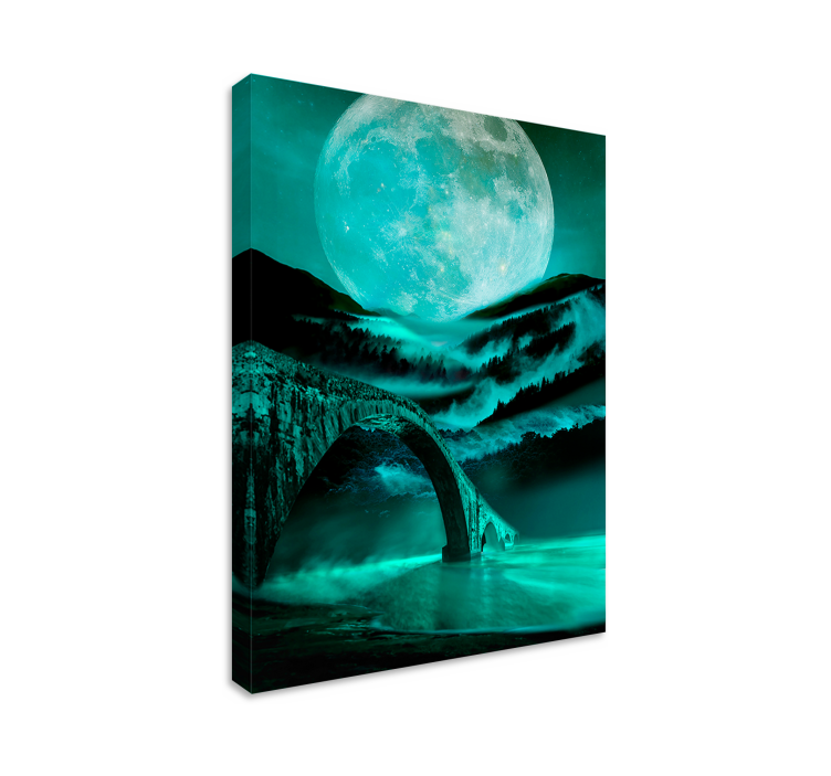 Moonlit bridge landscape landscape canvas - TenStickers