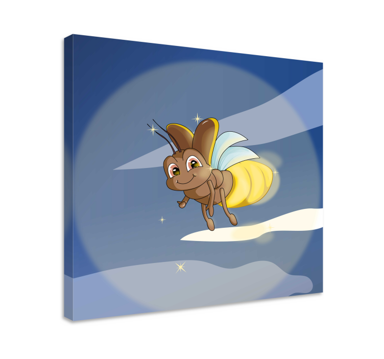 Cute baby cartoon firefly nursery canvas - TenStickers
