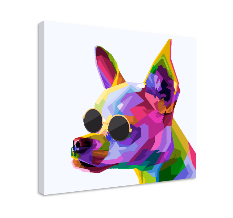 Multicolor chiuaua with glasses canvas prints - TenStickers