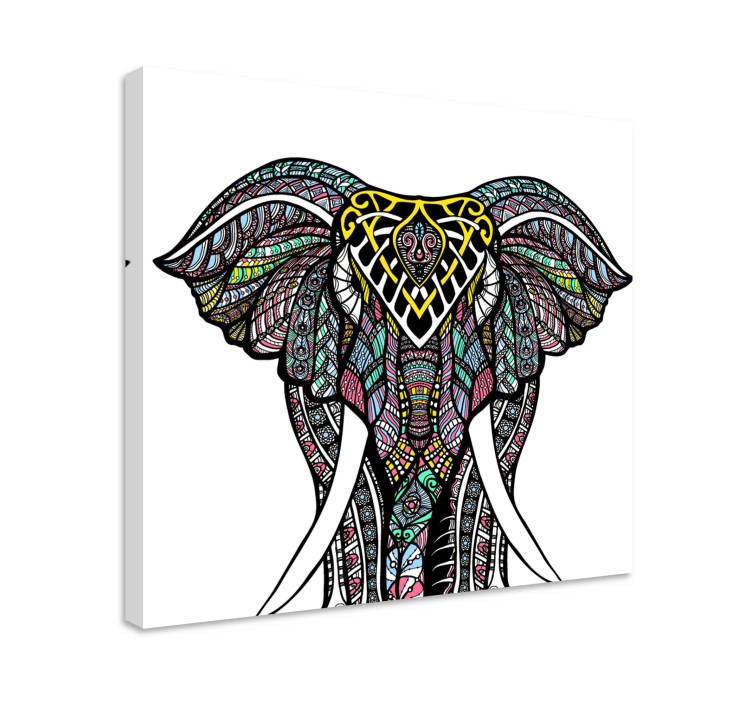Multicolor ethnical elephant canvas - TenStickers