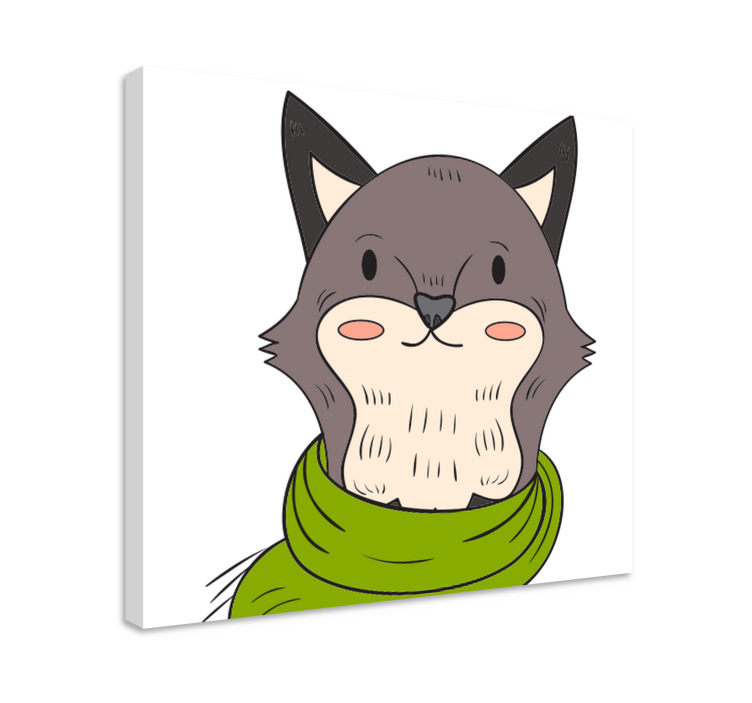 Nordic gray fox with scarf animal canvas prints - TenStickers